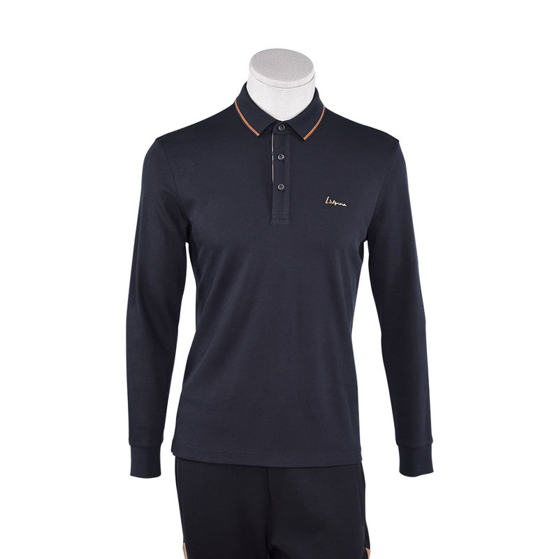 Зелёная печать на заказ логотип противопожарный хлопчатобумажная длинная рукава поло рубашка для бизнеса