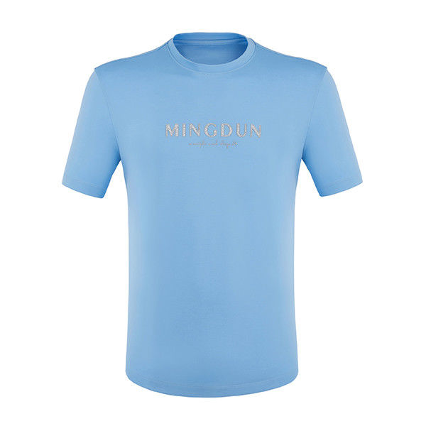 Метод ткачества вязаная обычная фигура весенний летний синий 100% хлопчатобумажная футболка для мужчин