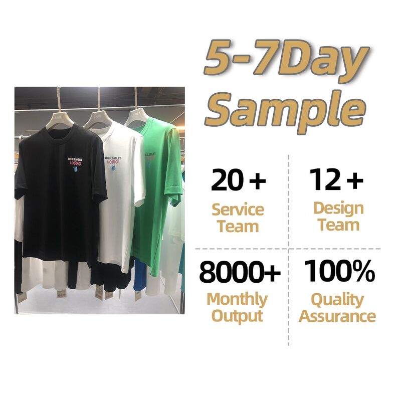 Фабрика горячая продажа настройка логотипа вышивка принты тяжеловесный падающий плечо черный белый футболка для мужчин