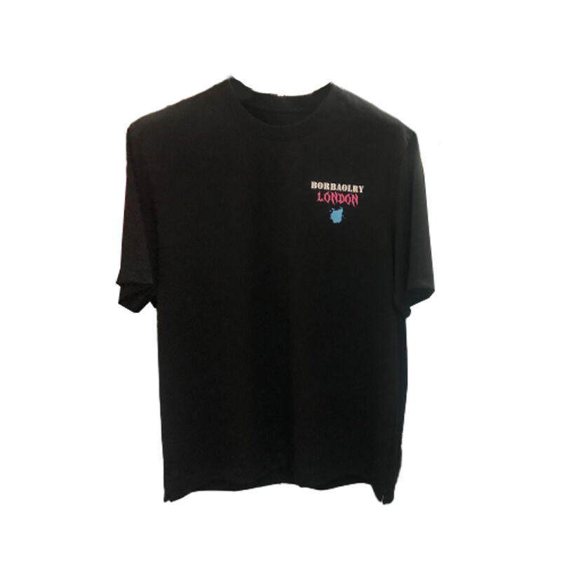 Фабрика горячая продажа настройка логотипа вышивка принты тяжеловесный падающий плечо черный белый футболка для мужчин