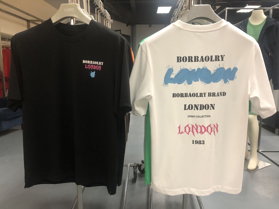 Фабрика горячая продажа настройка логотипа вышивка принты тяжеловесный падающий плечо черный белый футболка для мужчин