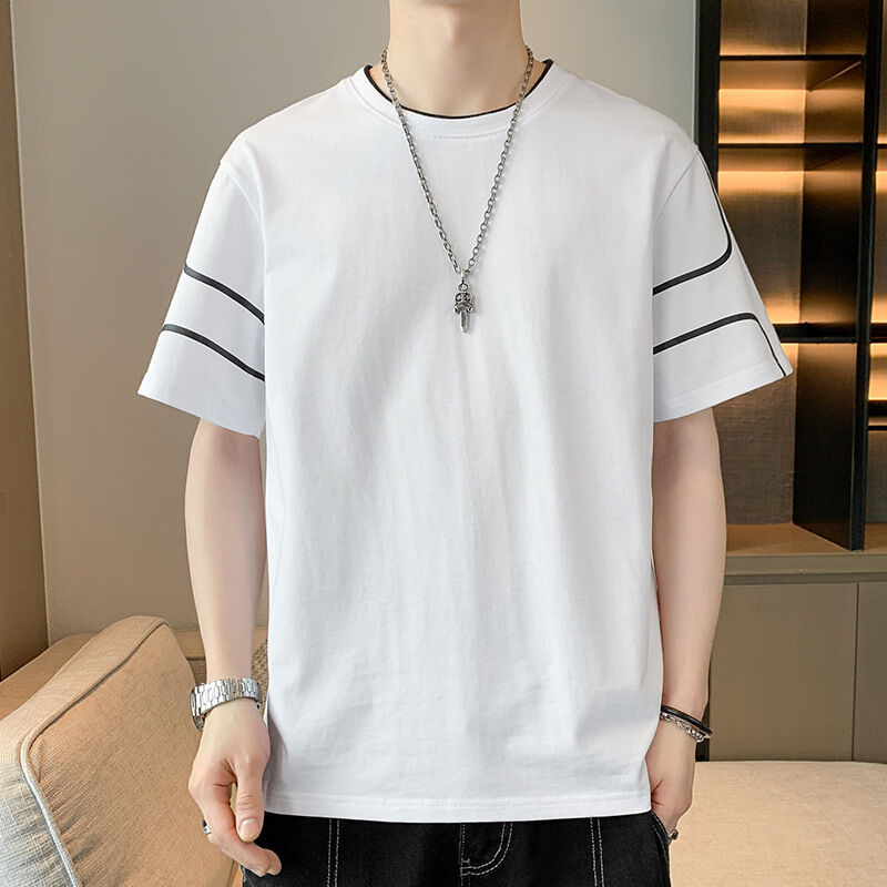 OEM индивидуальный логотип, вышивка, печатный дизайн для мужской футболки с коротким рукавом, свободный топ, летняя футболка с рукавом до середины