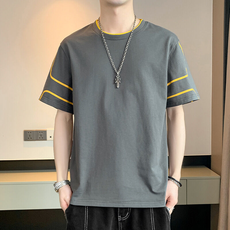 OEM индивидуальный логотип, вышивка, печатный дизайн для мужской футболки с коротким рукавом, свободный топ, летняя футболка с рукавом до середины