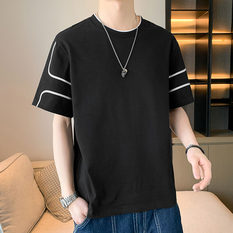 OEM индивидуальный логотип, вышивка, печатный дизайн для мужской футболки с коротким рукавом, свободный топ, летняя футболка с рукавом до середины