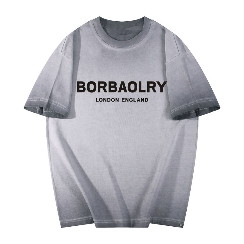 Горячая мужская футболка стиральная для мужчин Старинный стиль Большой размер рубашки Настройка логотипа Печать моды Неформальная рубашка с коротким рукавом