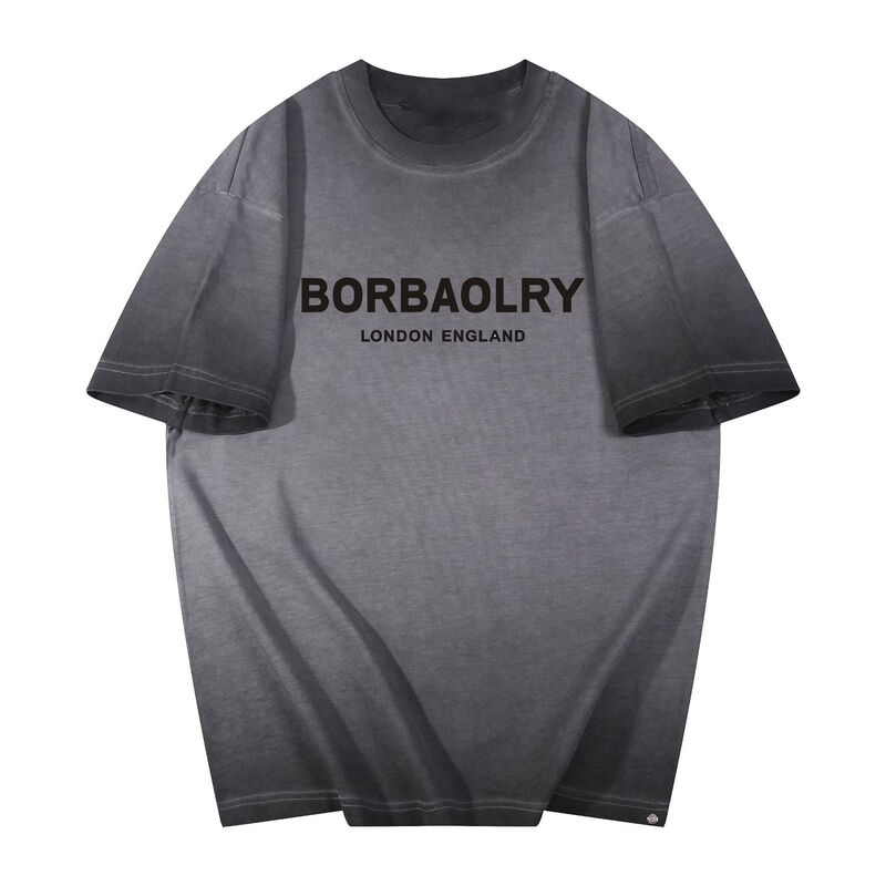 Горячая мужская футболка стиральная для мужчин Старинный стиль Большой размер рубашки Настройка логотипа Печать моды Неформальная рубашка с коротким рукавом