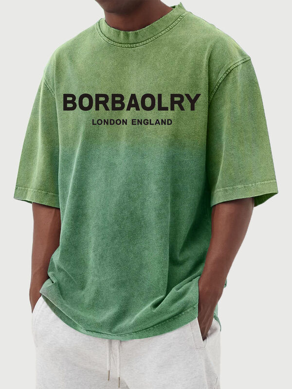 Мужская футболка с коротким рукавом, стираная, с градиентом, повседневная мужская одежда, летняя одежда, оптом