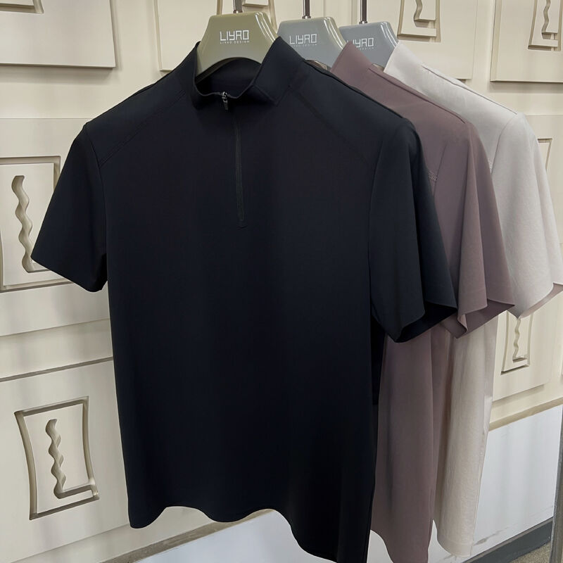 Мужские футболки с высоким воротом и коротким рукавом, эластичные, быстросохнущие и дышащие, для занятий спортом на открытом воздухе