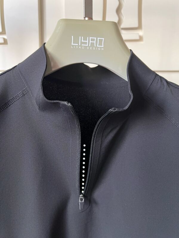 Мужские футболки с высоким воротом и коротким рукавом, эластичные, быстросохнущие и дышащие, для занятий спортом на открытом воздухе