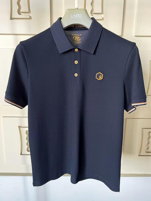 Премиум мужские поло рубашки Классический воротник Красочный ассортимент изысканный детализированный текстурированный силиконовый логотип Высокое качество мужской поло футболка