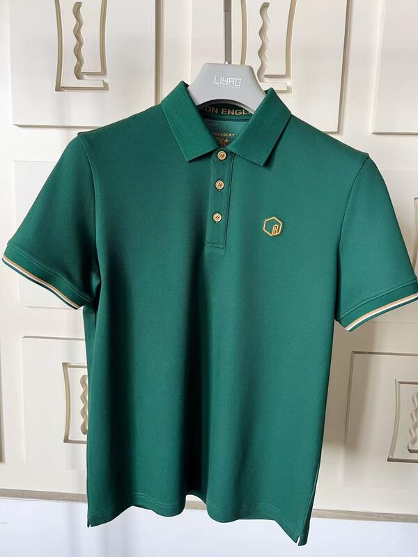 Премиум мужские поло рубашки Классический воротник Красочный ассортимент изысканный детализированный текстурированный силиконовый логотип Высокое качество мужской поло футболка