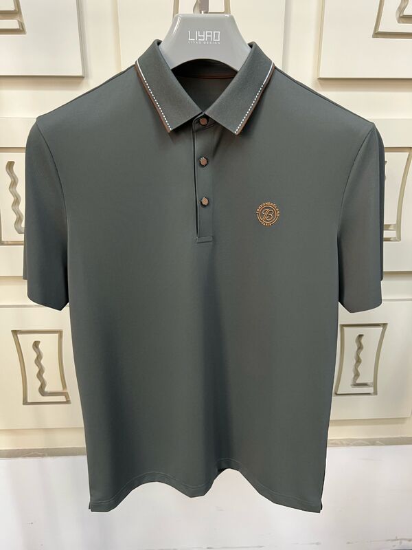 Мужские поло класса люкс | Минималистичный дизайн с контрастным воротником, высококачественная мужская футболка, профессиональная футболка от фабрики