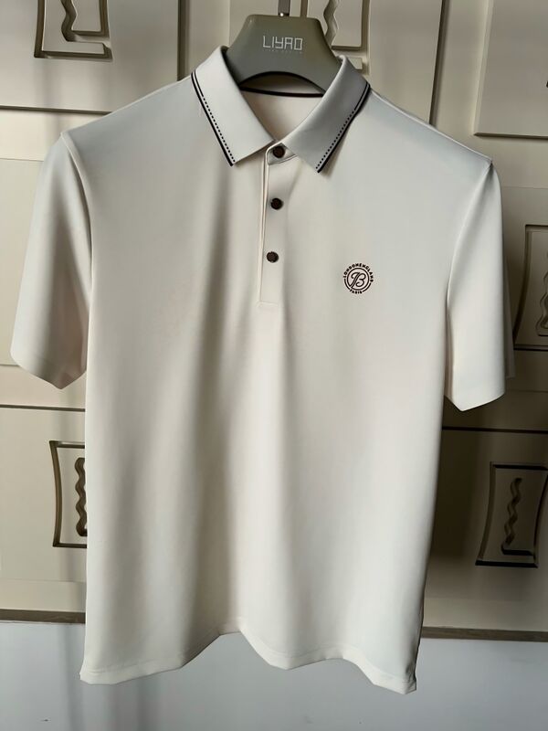 Мужские поло класса люкс | Минималистичный дизайн с контрастным воротником, высококачественная мужская футболка, профессиональная футболка от фабрики