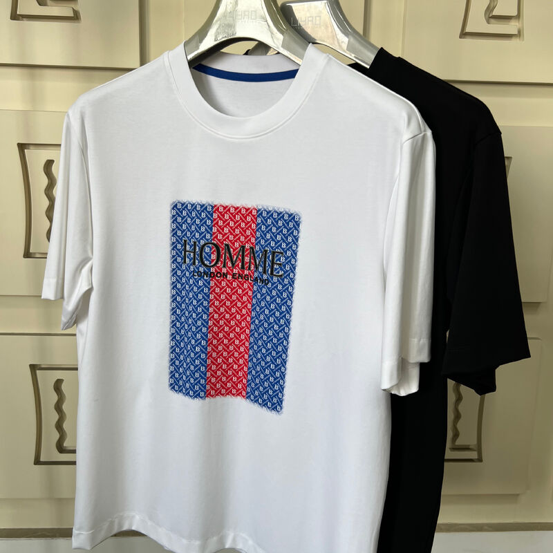 Футболка с круглым вырезом и вышивкой | Роскошная мужская футболка с круглым вырезом, объемным буквенным принтом и узором, производство трикотажа