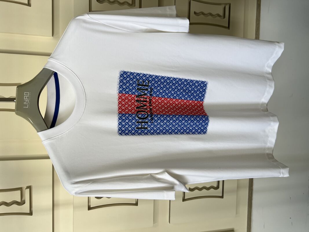 Футболка с круглым вырезом и вышивкой | Роскошная мужская футболка с круглым вырезом, объемным буквенным принтом и узором, производство трикотажа