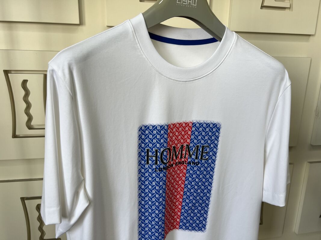 Футболка с круглым вырезом и вышивкой | Роскошная мужская футболка с круглым вырезом, объемным буквенным принтом и узором, производство трикотажа