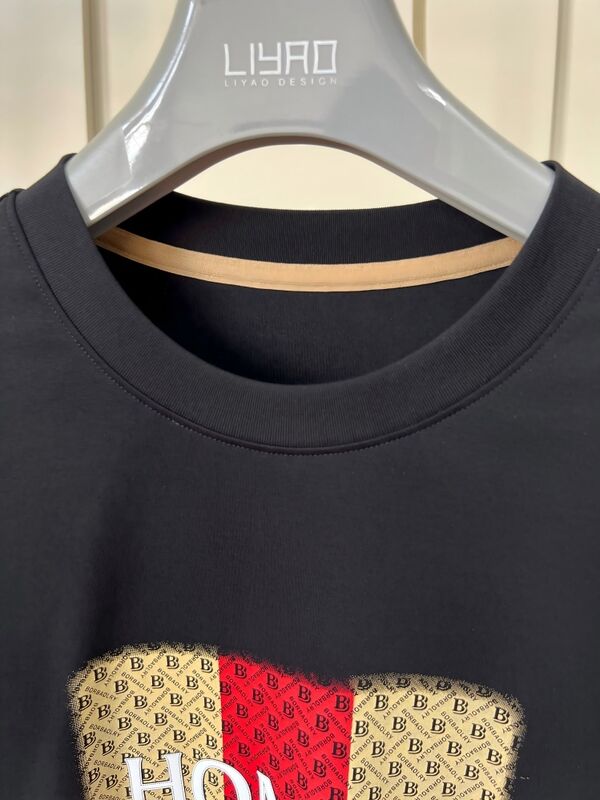 Футболка с круглым вырезом и вышивкой | Роскошная мужская футболка с круглым вырезом, объемным буквенным принтом и узором, производство трикотажа