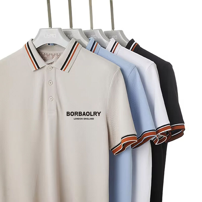 Настроенный логотип Размер ткань Быстро сухой короткорукавный полосатый футболки Поло Новейший дизайн для мужчин Напечатанный