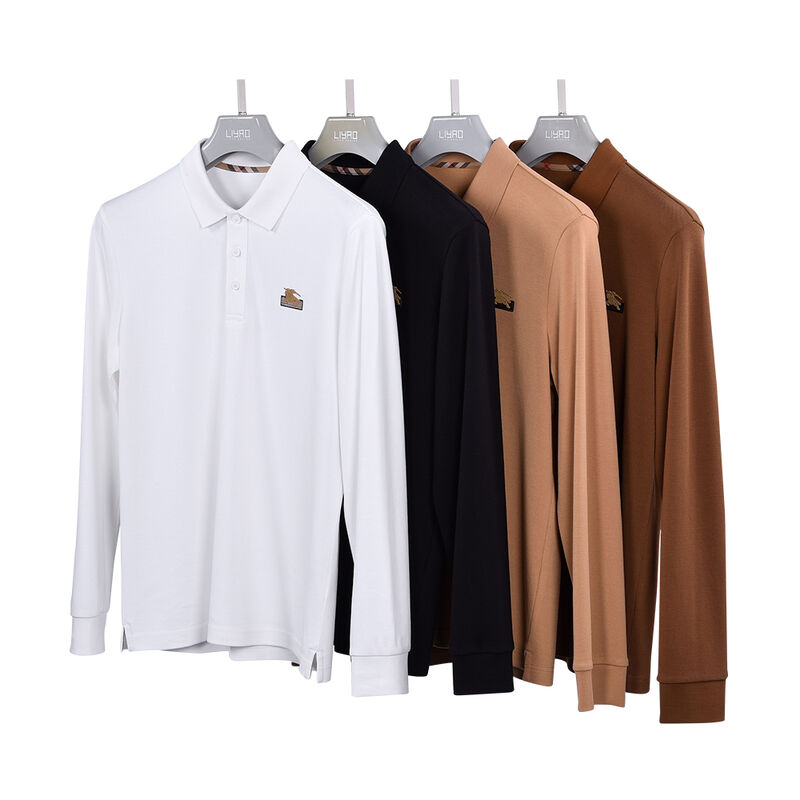 100% Хлопок Роскошная рубашка поло с длинным рукавом Белая мужская и мальчишеская футболка поло с защитой от морщин, хлопок, индивидуальный логотип, однотонная вышивка