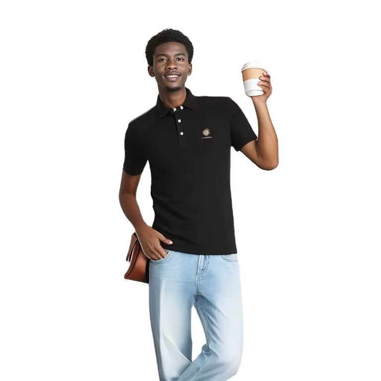 Новый дизайн оптовой заказ быстро сухой дышащий хлопок черный мужской пуловер футболки поло