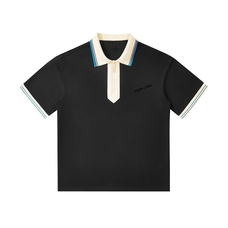 Новое прибытие Летняя оптовая продажа Мужская полирушка Бумажная 1/4 Zip Гольф Поло футболка Уличная одежда Большие мужские полирушки