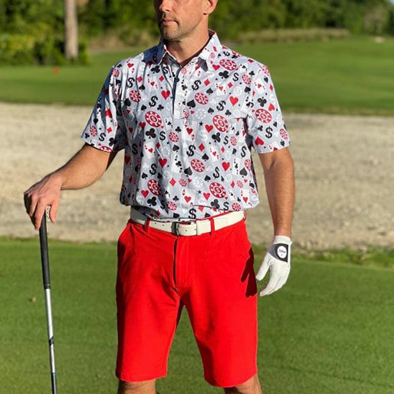 OEM Высококачественный мужской покер Черный Джек Гольф Короткие рукава 4 Way Stretch Легкий быстрый сухой Гольф Поло рубашка Custom Logo