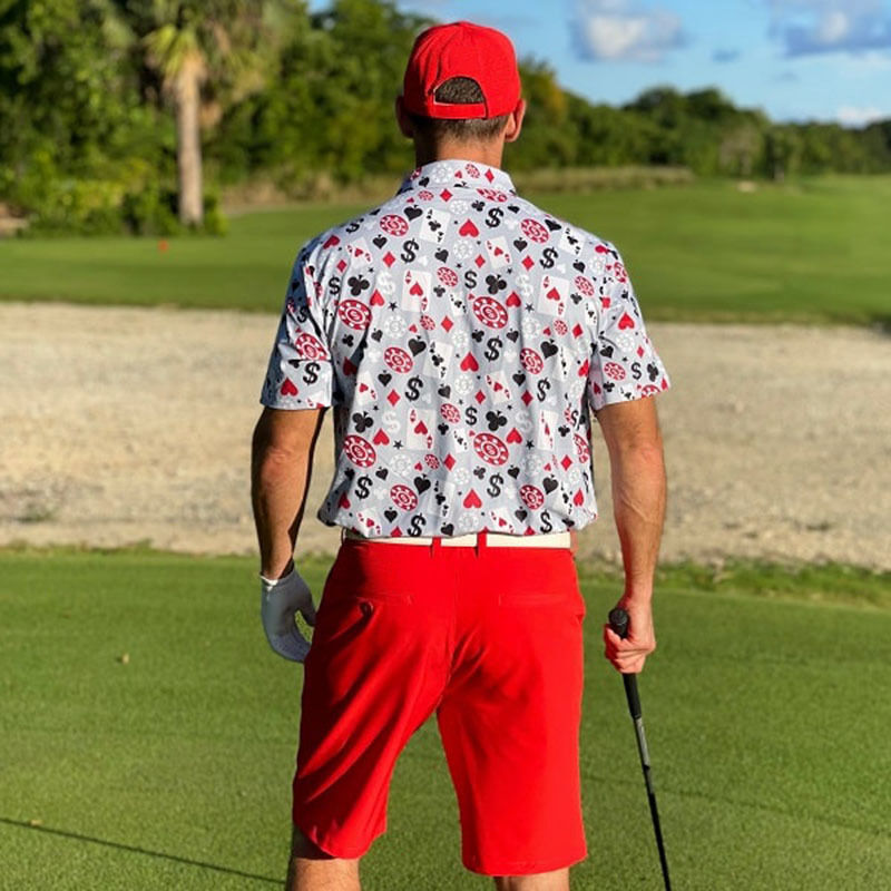 OEM Высококачественный мужской покер Черный Джек Гольф Короткие рукава 4 Way Stretch Легкий быстрый сухой Гольф Поло рубашка Custom Logo