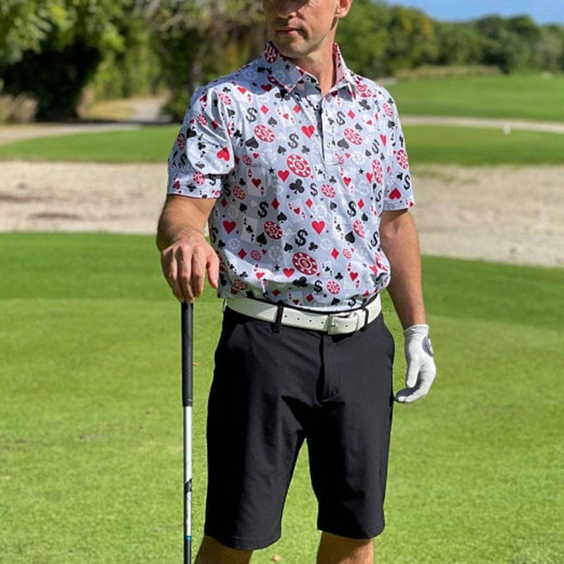 OEM Высококачественный мужской покер Черный Джек Гольф Короткие рукава 4 Way Stretch Легкий быстрый сухой Гольф Поло рубашка Custom Logo