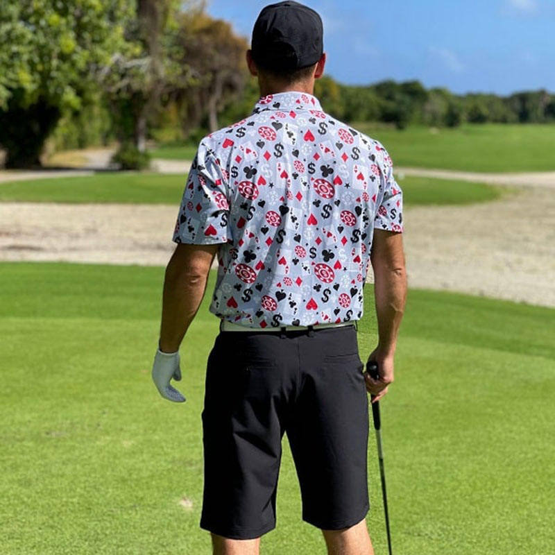 OEM Высококачественный мужской покер Черный Джек Гольф Короткие рукава 4 Way Stretch Легкий быстрый сухой Гольф Поло рубашка Custom Logo