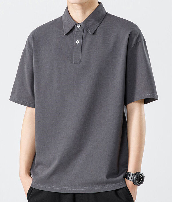 Мужская летняя рубашка-поло в гонконгском стиле, плотная, антимикробная, с эффектом охлаждения, однотонная, простая